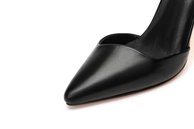 2018 Spring And Summer New Leather Solid Color Pointed Women's Shoes Ankle Straps With High Heels Pump M8F52 (34)