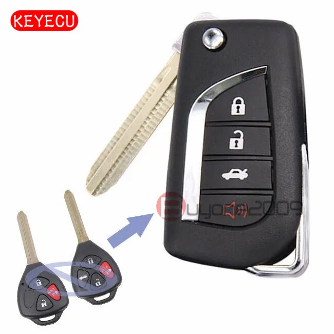 Keyecu Upgraded Remote Key 4 Button 314.4MHz 4D67 Chip for Toyota Rav4