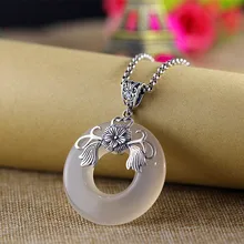Sterling silver jewelry Ice of chalcedony handmade silver S925 PH7 retro women necklace Thai silver pendant retro sterling silver jewelry pendant universe galaxy moon pendant for men and women fashion creative thai silver pendant tsp249