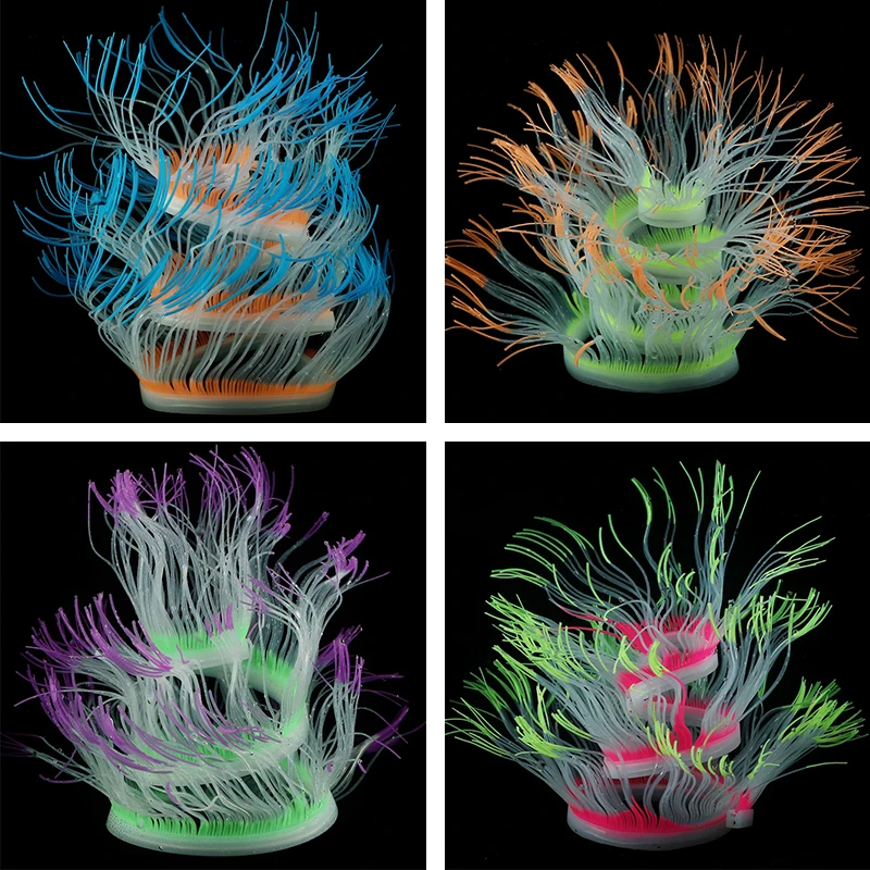 Морской анемон Аквариум Искусственный силикон Коралл растение аквариум вода пейзаж украшение 6 цветов аксессуары для аквариума