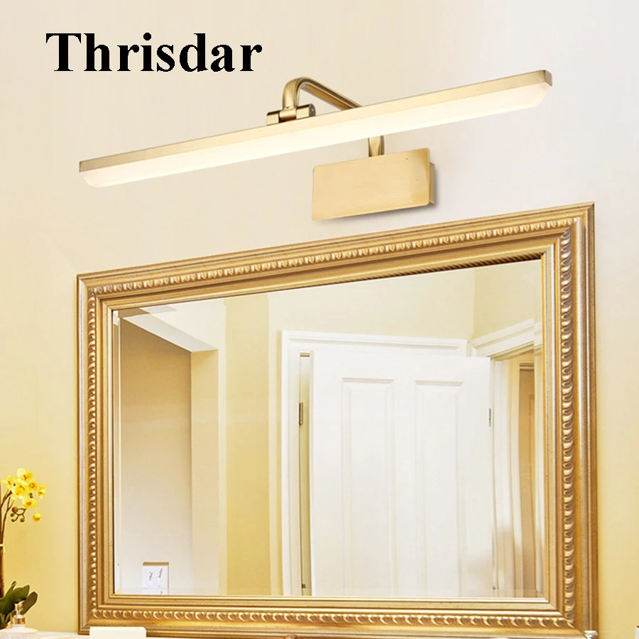 

Thrisdar 50CM Bathroom LED Mirror Wall Light Modern Simple Makeup Dressing Table Mirror Wall Light European Vanity Mirror Light