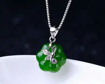 

Hetian Biyu Silver Inlay Pendant Pumpkin Bead Pendant j26#