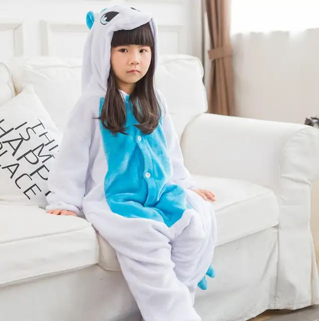 Kid Grey Koala Kigurumi Onesies Children Cartoon Anime Jumpsuit Clothes Costume Girl Boy Cute Animal Disguise Sleepwear Pajamas blue unicorn