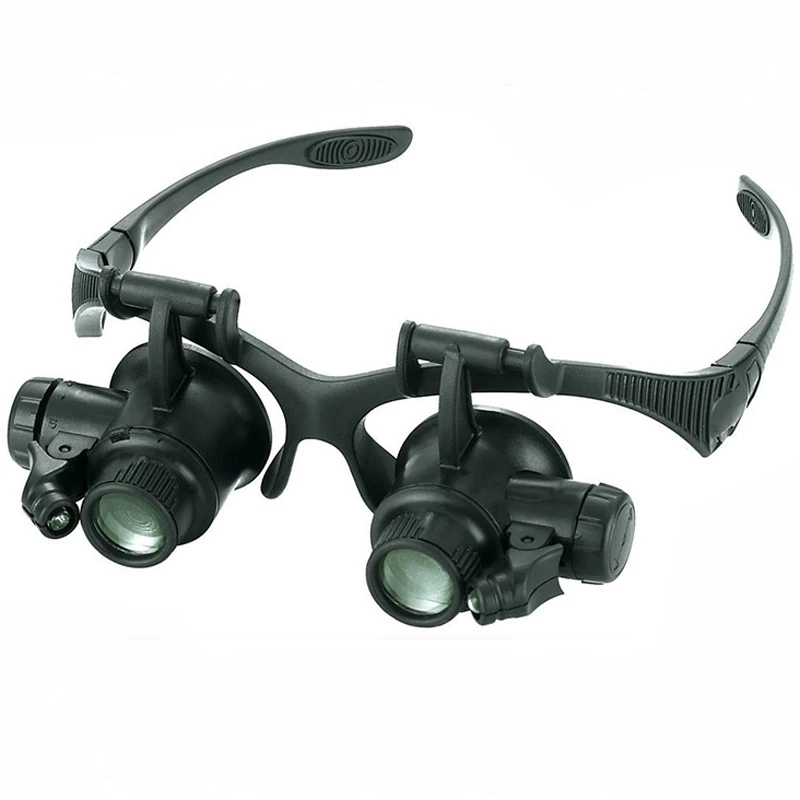 20x Magnification Eyeglass Loupes Watchmakers LED Light Loupe Eyeglass Magnifier