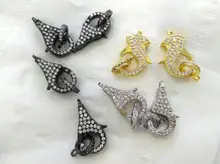 6sets Micro Pave stone Enhancer Clasp 18-25mm,Large CZ Clasp,Pave Lobster Clasp,Lobster Closure gunmetal rose gold silver Charm