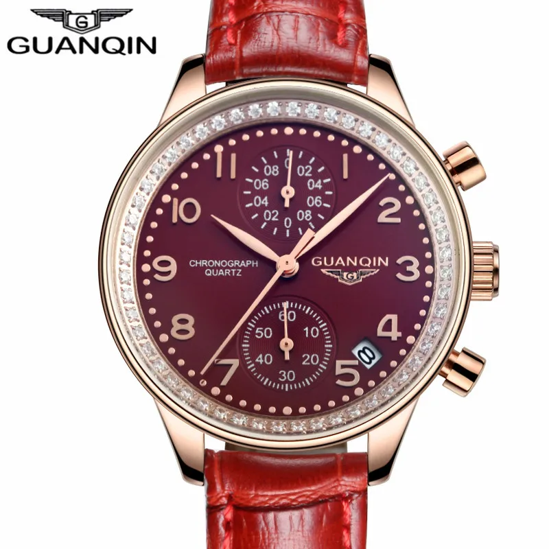 Prix pour GUANQIN Montres Femmes 2016 Nouveaux Bijoux De Luxe En Cuir Montre À Quartz Dames De Mode Casual Chronographe Date Horloge relogio feminino Prix pour GUANQIN Montres Femmes 2016 Nouveaux Bijoux De Luxe En Cuir Montre À Quartz Dames De Mode Casual Chronographe Date Horloge relogio feminino