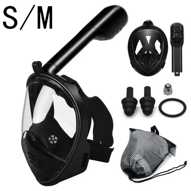 Маска для плавания, трубка, маска 180, панорамный вид, дыхательная маска для всего лица, для подводного плавания, анти-туман, анти-утечка для взрослых и детей - Цвет: S-M