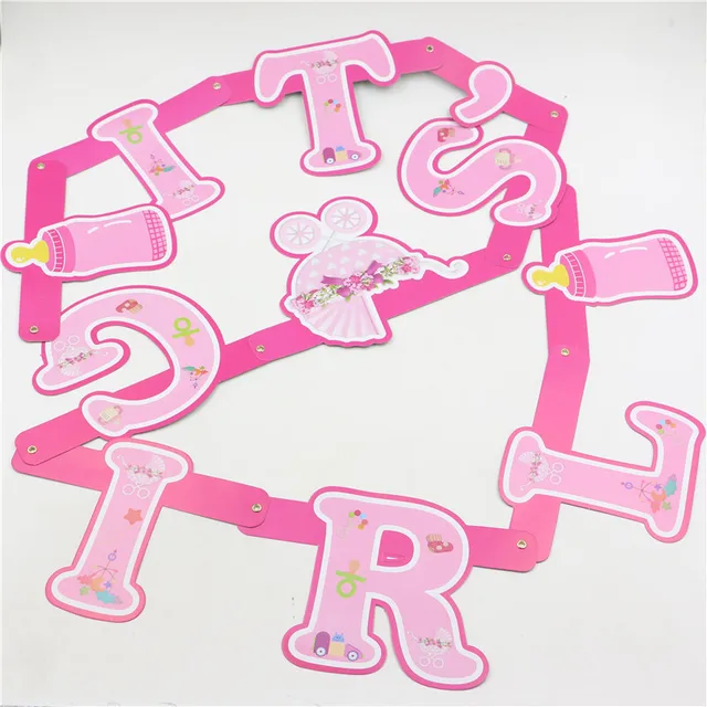 its a girl design pink banner hanging flag party supplies new born new baby banners