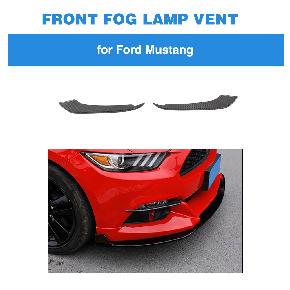 

Glossy Black Front Fog Lights Lamp Fins Vents Fender for Ford Mustang 2015 2016 2017 Carbon Fiber