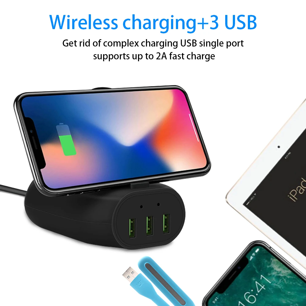 Беспроводной зарядный держатель Ascromy 3USB для Apple iPhone X 8Plus Samsung Galaxy S9 S8 Q1|Зарядные