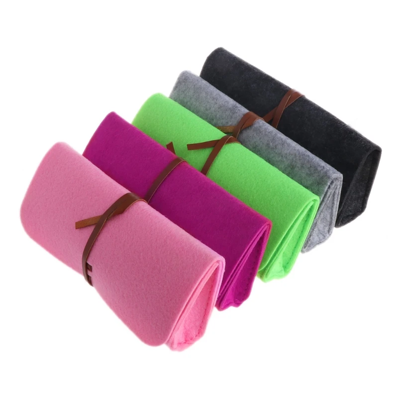 

Hot New 1 Pc Men Women Felt Sunglasses Bags Cases Portable Soft Glasses Package Accessories Belt Closure 5 Colors High Quality