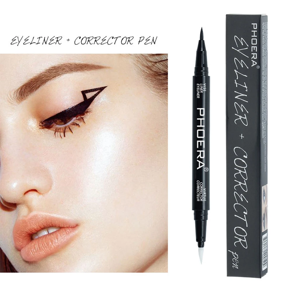 

PHOERA Black Natural Long-lasting Waterproof Eyeliner Double Eyeliner Correction Pen