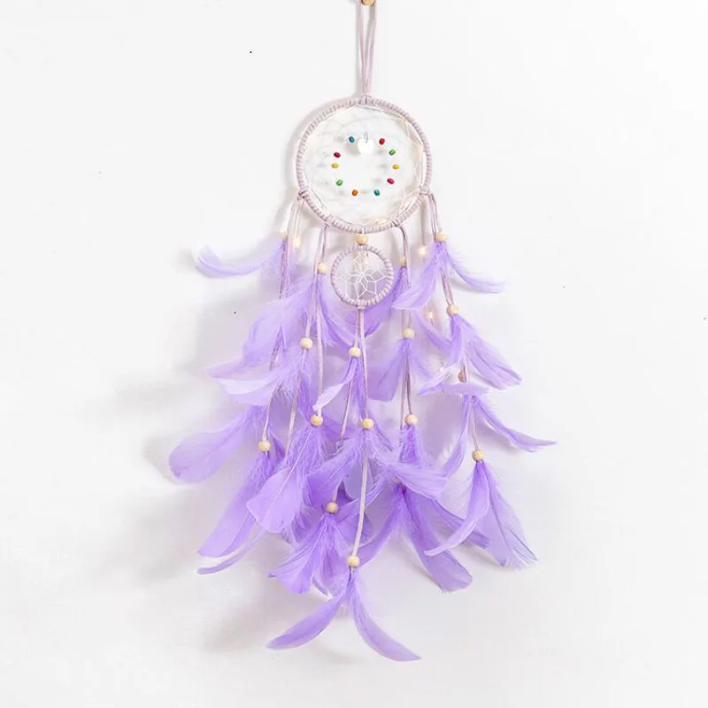 

Cute Soft Girl White Feather Dream Catcher Room Decoration Key Rings Car Rearview Mirror Pendant Jewelry Car Hanging Accessories
