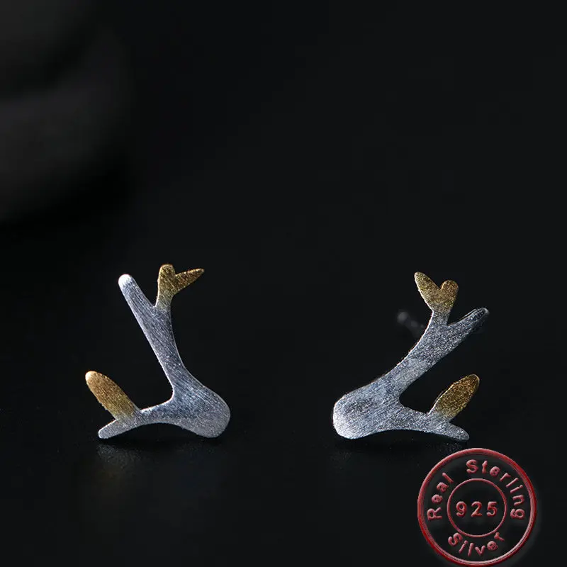 

Amxiu Fashion 925 Sterling Silver Stud Earrings Two Tones Color Branch Earrings For Girls Friends Birthday Gifts Ear Accessories