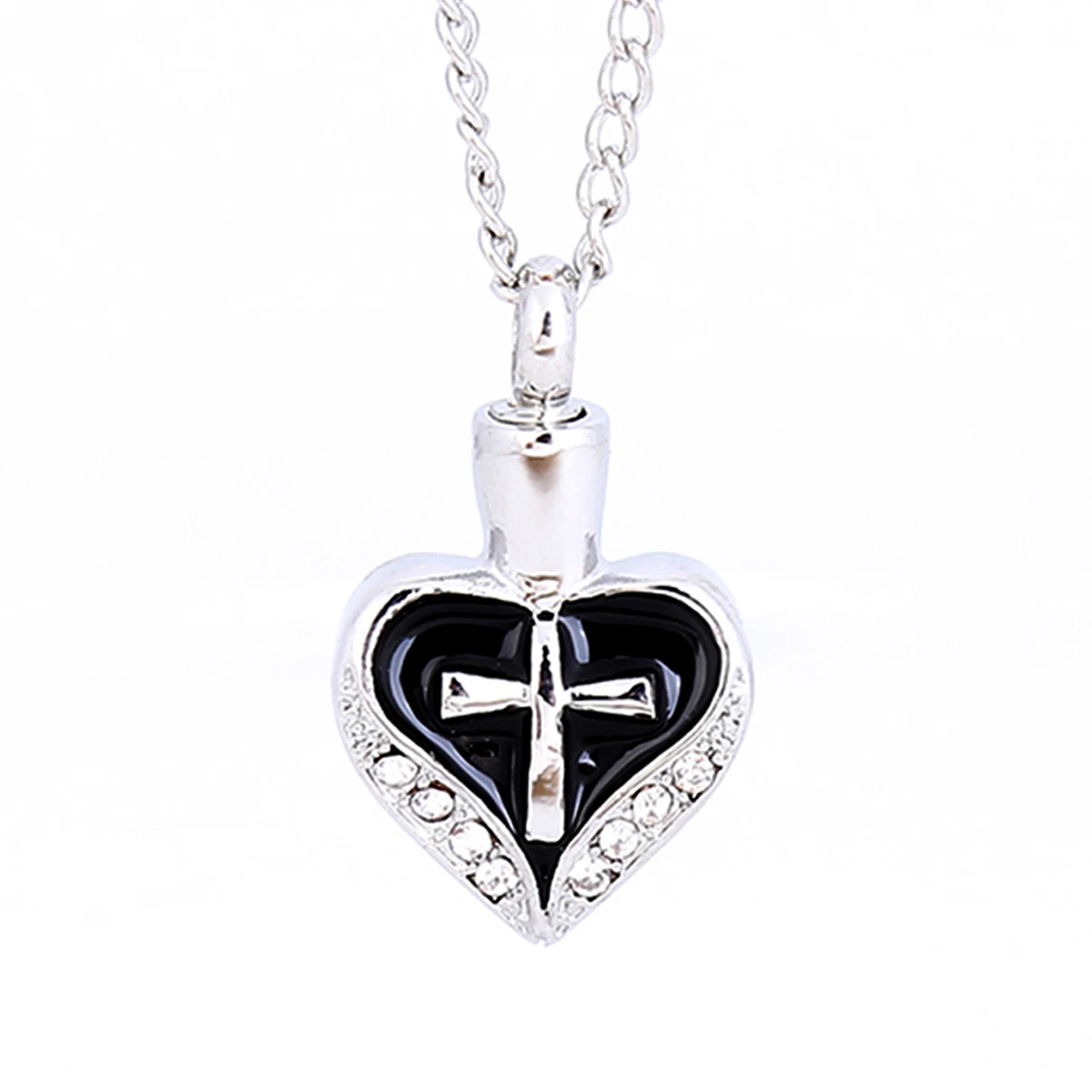 

Vintage Ash Holder Mini Keepsake Necklaces Fashion Urn Cremation Crystal Cross Hearts Pendant Necklaces For Women Jewelry