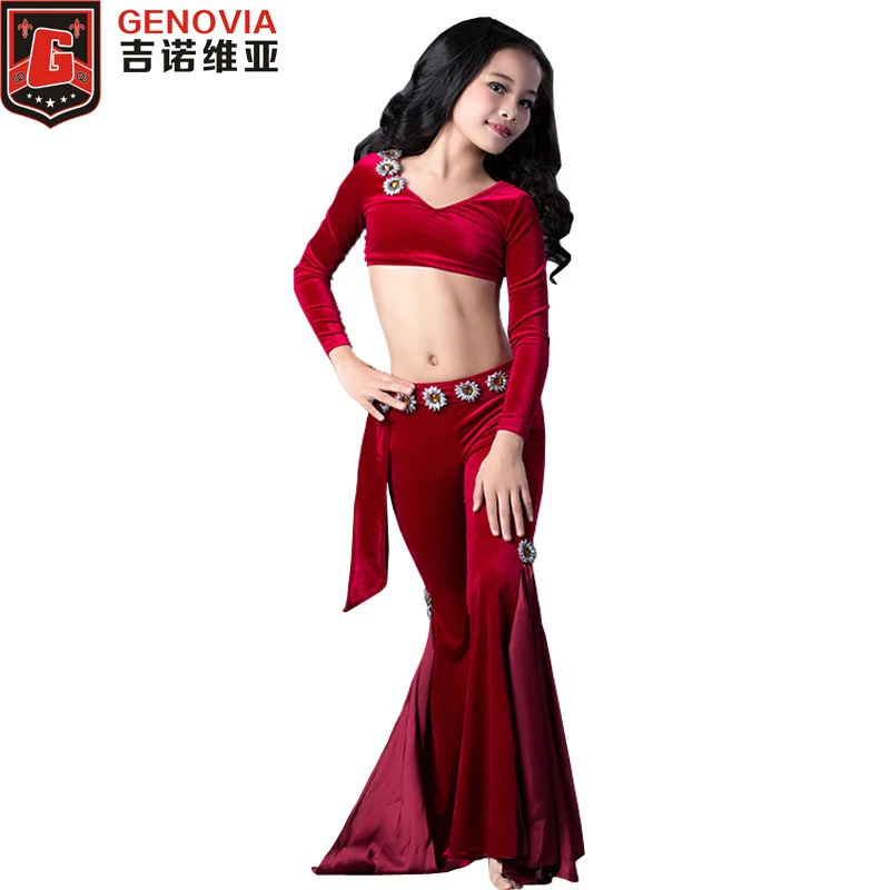 

2019 Kids Girl Belly Dance Costume 2-piece Long Sleeve Top + Pants Children's Stage Performance Bellydance Costumes Outfit