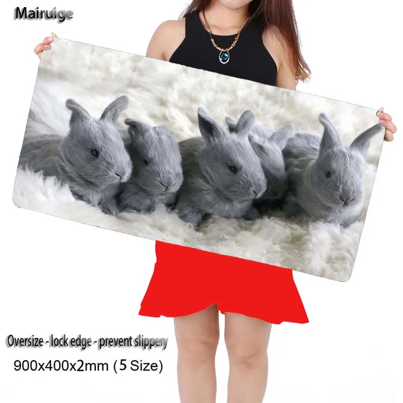 

Grey Rabbit Animal Rubber Computer Large Locking Edge Mouse Pads Laptop Keyboard Mat for League of Legends LOL Free Shipping