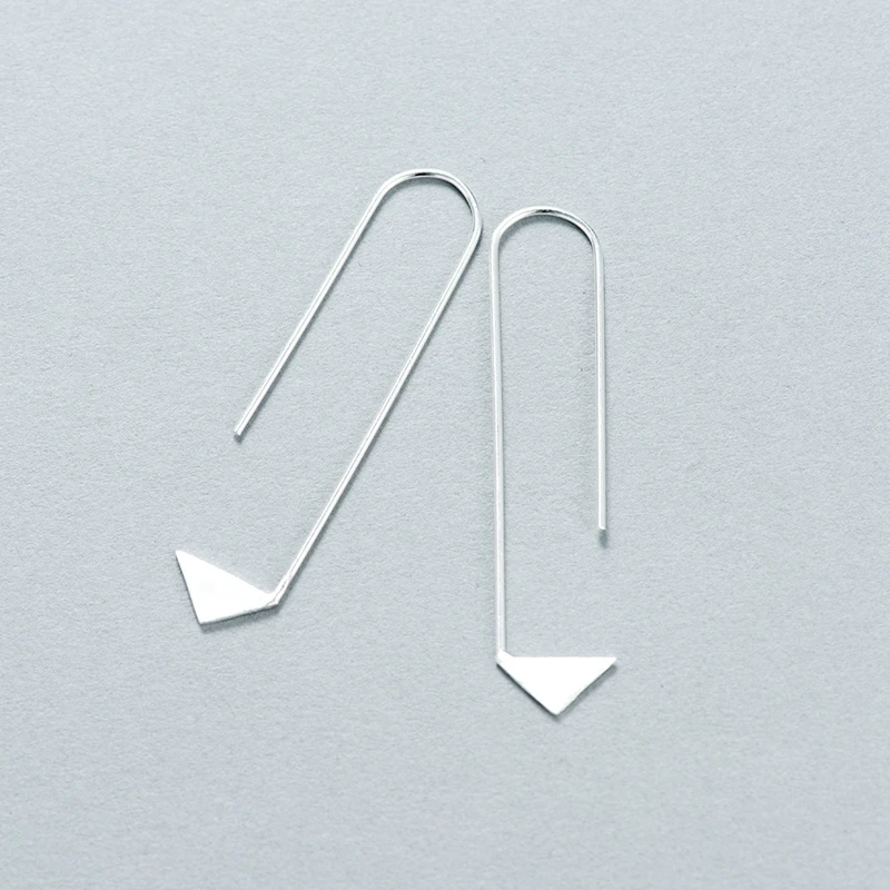 Треугольная серьга-гвоздик из стерлингового серебра 925 пробы, Простые Длинные серьги геометрической формы, красивые серебряные серьги