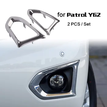 

Chrome Silver Front Fog Lamp Light Cover Trim Fit for Nissan Patrol Y62 2016-2020