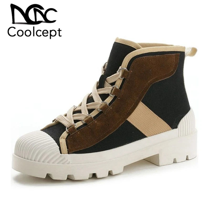 

Coolcept Designer Women Casual Shoes High Top Soft Lace Up Sneakers Thick Bottom Daily Outdoor Brand Women Shoes Size 35-39