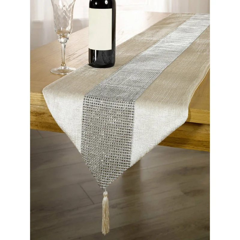 32*185cm Elegant Table Runner Rhinestone Pattern Bed Runner Table