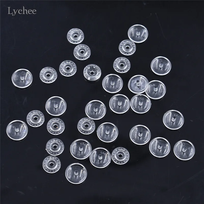 

Lychee 50 Sets Clear Plastic Button Fasteners 12mm Transparent Combined Buttons For Sewing Clothing DIY Sewing Crafts Press Stud