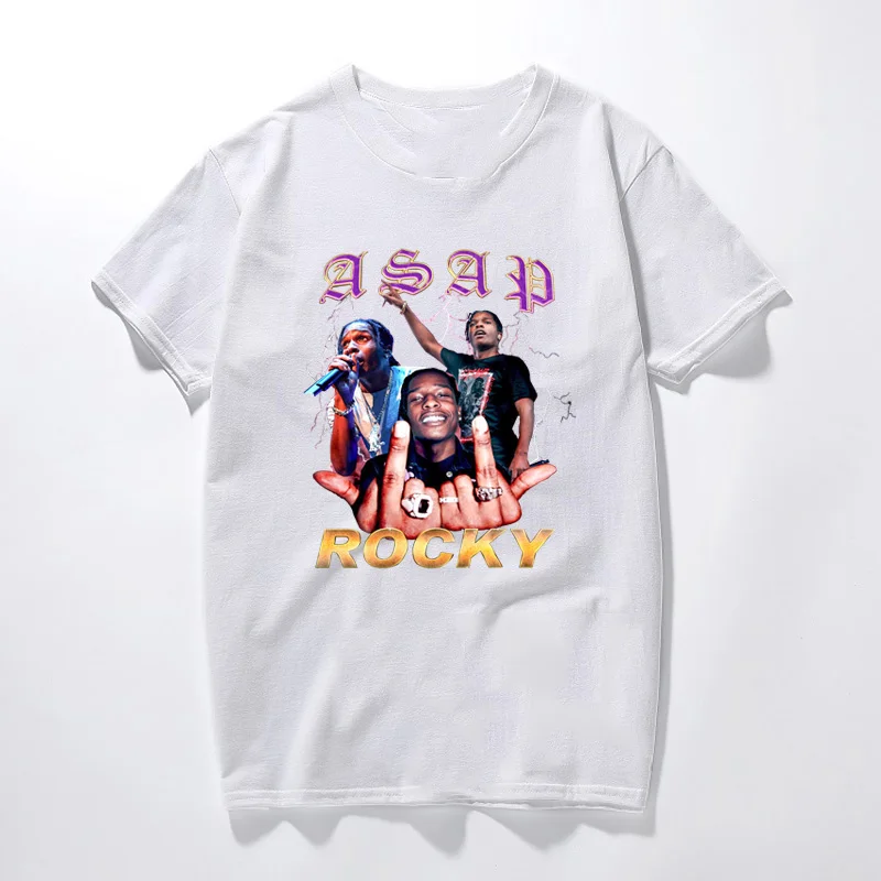

Asap Rocky Men T Shirt New Summer Hip Hop Tee Camiseta Mujer Streetwear Premium Cotton Short Sleeve Aesthetic Vintage Korean Top