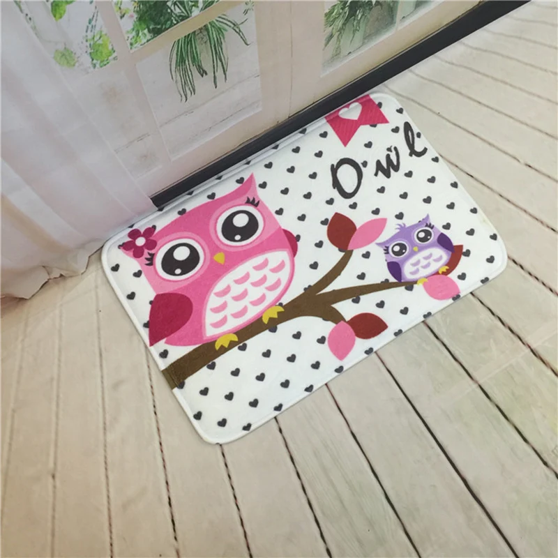 

Cute Owl Bedroom Door Mat Non-slip Absorbent Floor Carpet Cartoon Animals Kitchen Mats Living Room Bathroom Rug Pad Home Decor