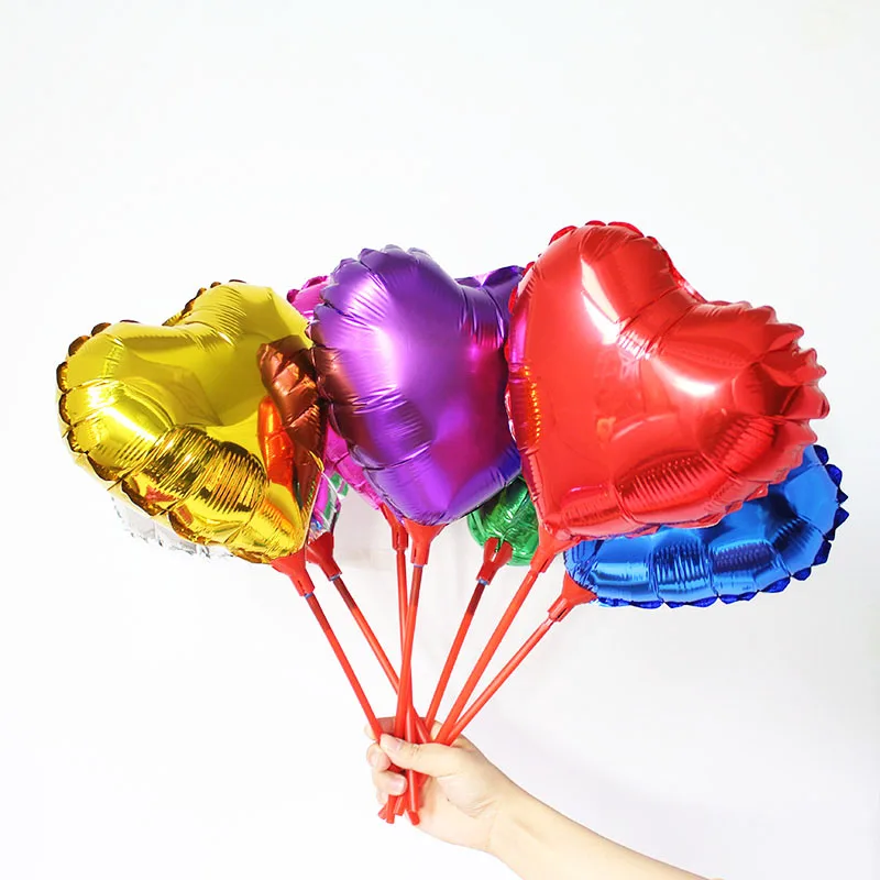Hot 8.5inch plain heart balloon 20pcs/lot small foil ballon with stick
