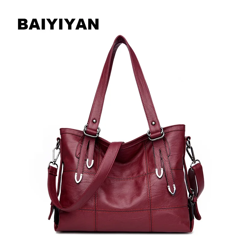 Goede Nieuwe Luxe Grote Handtas vrouwen Tas Plaid Zachte PU Lederen Grote Casual Tote Tas Dames Schoudertas