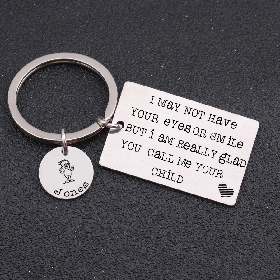 

Personalized Customized Keychain For Step Mum Step Dad Gift "I Really Glad You Call Me Your Child"Family Love Keychain Bag Charm
