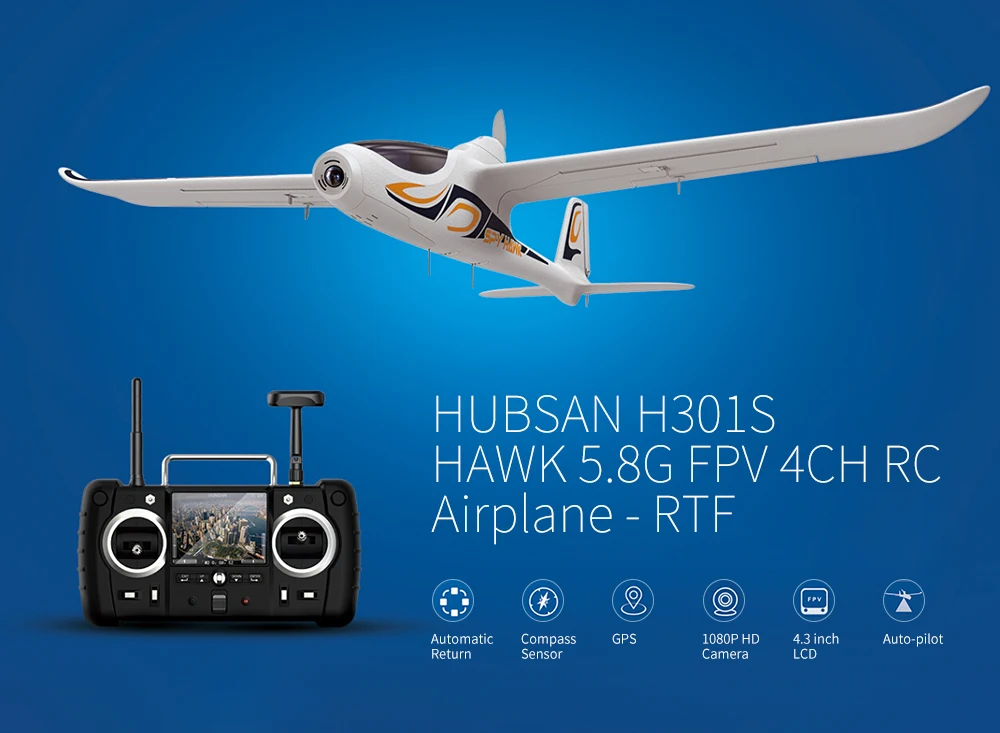 Hubsan H301S HAWK 5,8G FPV 4CH RC модель самолета с gps модулем с 1080P HD камерой lcd профессиональный бесщеточный самолет игрушка RTF