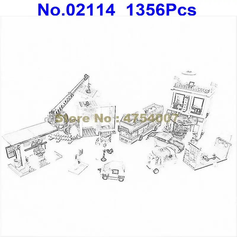 

02114 1356pcs city downtown capital city building blocks compatible 60200 Toy