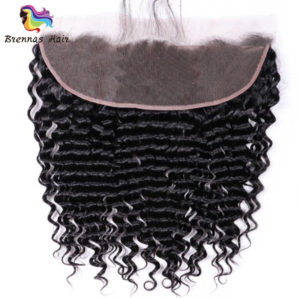 100% Brazilian Deep Wave 13*4 Lace frontal closure Human Remy Hair lace frontal Natural Color swiss lace 1pc/pack 8-20inch
