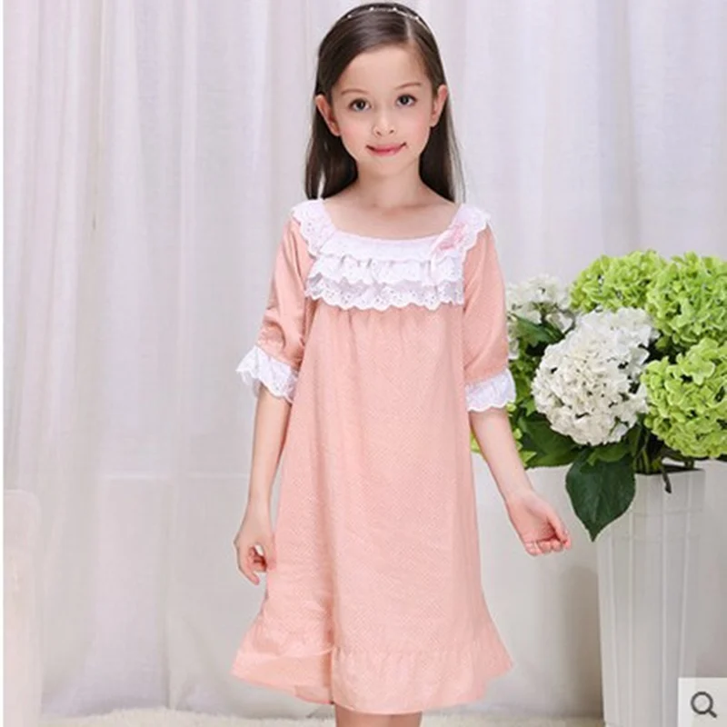 Kinder Mädchen Nachthemd Kurzarm Rüsche Prinzessin Kleid Pyjamas Nachtwäsche 