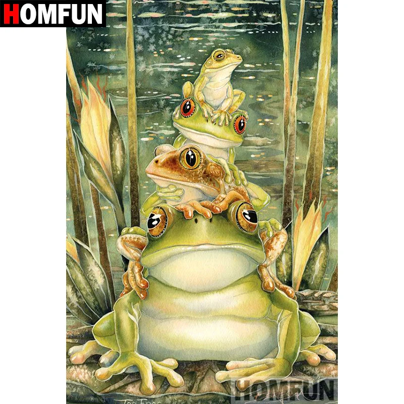 Алмазная живопись HOMFUN A08823 картина мультяшная лягушка с полными