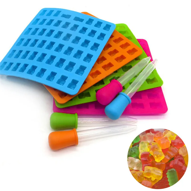 

New Kitchen Tools Baking Mold 1 Set 50 Cavity Silicone Gummy Bear Cake Mold Candy Maker Ice Tray Jelly Moulds Gummy Bear Moulds