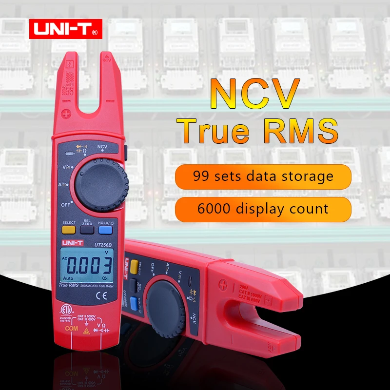 

UNI-T Digital Fork Type Clamp Meter UT256B True RMS Auto Multimeter 200A AC DC Current Clamp Meters NCV Tester Voltmeter Ohm