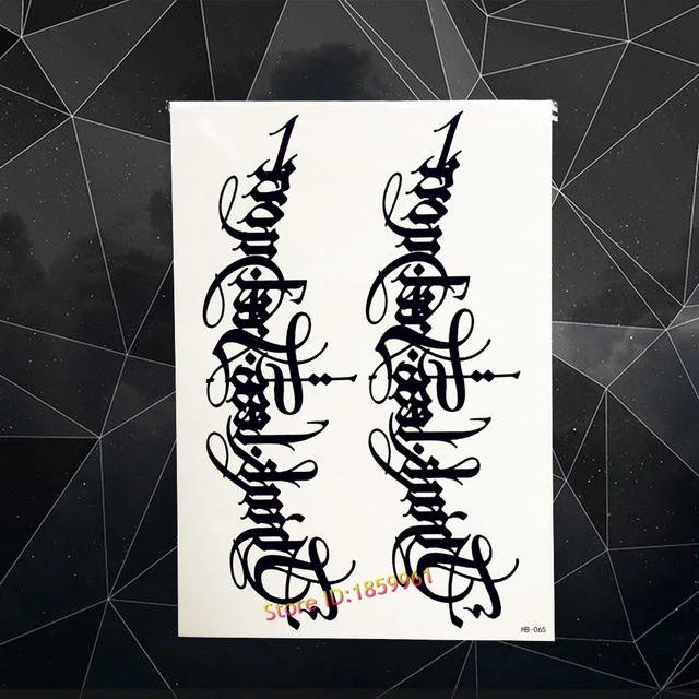 new top quality art font temporary tattoo black letter designs fake