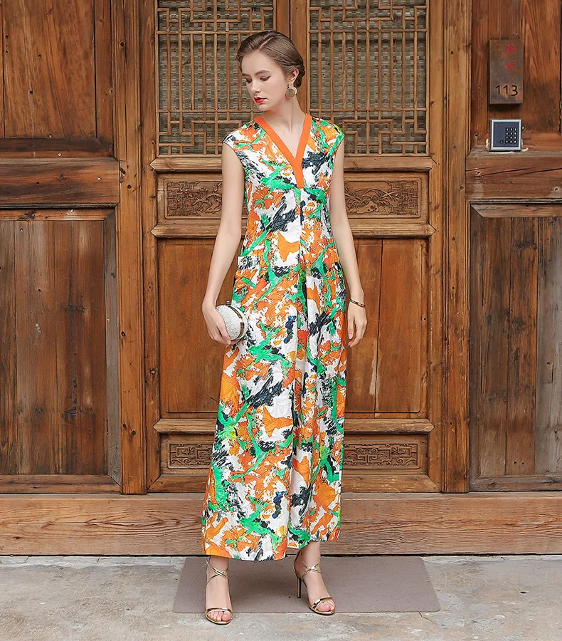orange silk jumpsuit
