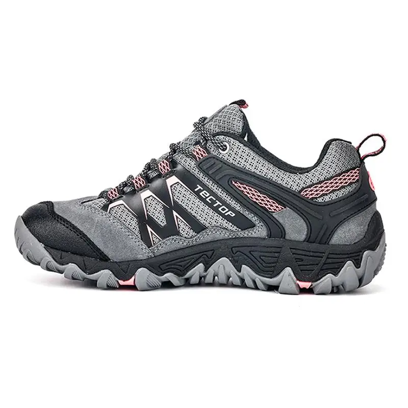 Женская уличная спортивная обувь; обувь для альпинизма на шнуровке; беговые треккинговые кроссовки; нескользящая обувь для охоты - Цвет: Темно-серый