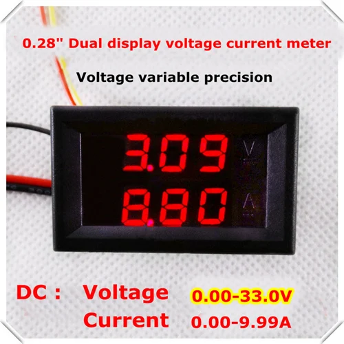 RD двойной СВЕТОДИОДНЫЙ цветной дисплей Автомобильный измеритель напряжения тока 0,28 Цифровой Амперметр Вольтметр DC 0,00-33,0 В/10 А [4 шт./партия] - Цвет: red red