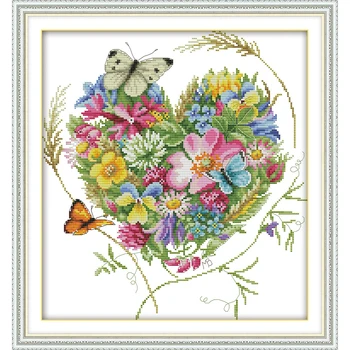 

Joy Sunday Butterflies Love Flowers 13 Chinese Cross Stitch Kits Ecological Cotton Clear Printed 14 11CT DIY Wedding Decoration