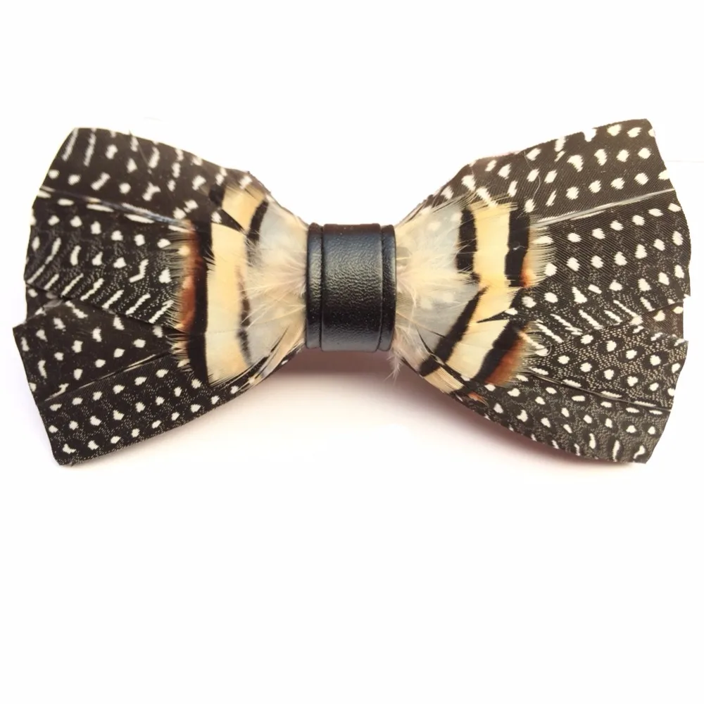Novelty Natural Feather Bow Tie Men's Bowtie Necktie in Men's Ties