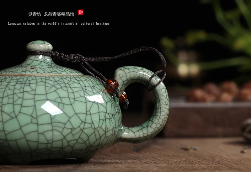 Керамика кунг-фу чайник Geyao Лед треснул полноценно чай с celadon ручной фильтром 170 мл