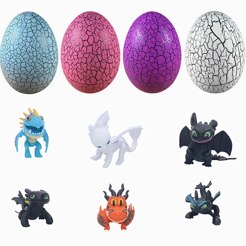

6pcs/lot How to Train Your Dragon Random egg Light Fury Toothless Action figure Hiccup White Dragon Toy Children Birthday Gift
