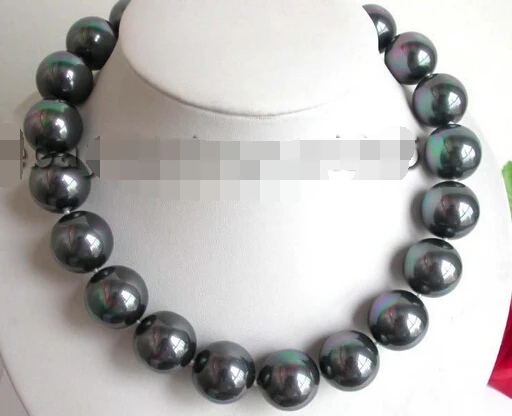 

HUGE!Natural 20mm Black Round Shell Pearl Necklace AAA style Fine Noble real Natural free shipping