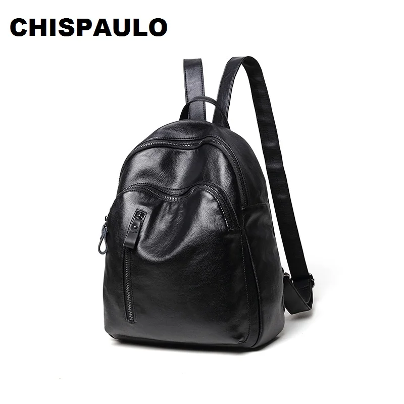 

CHISPAULO 2017 Fashion Genuine Leather Backpack Casual Women Shoulder Travel Laptop Bags School Backpacks For Teenage Girls N129