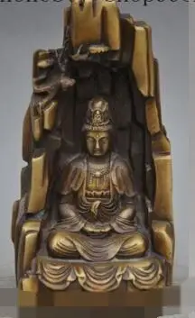 

S2859 8" Chinese Buddhism Temple Copper Bronze Sit GuanYin Kwan-yin Bodhisattva Statue