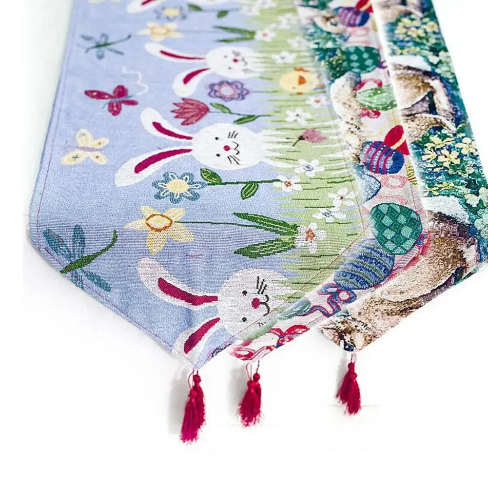 

Nordic Lovely Easter Rabbit Eggs Printed Tablecloth Table Runner Kitchen Decor